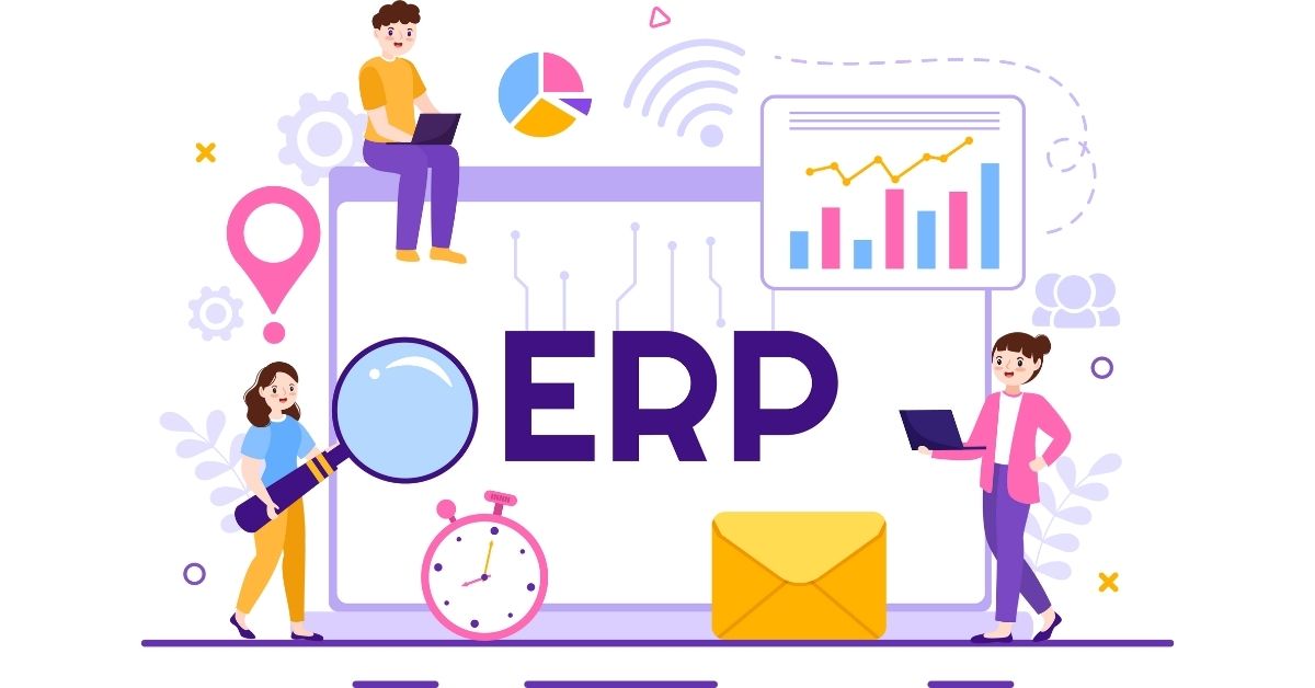 İşletme yazılım programları ve çözüm rehberlerini anlatan ERP görseli